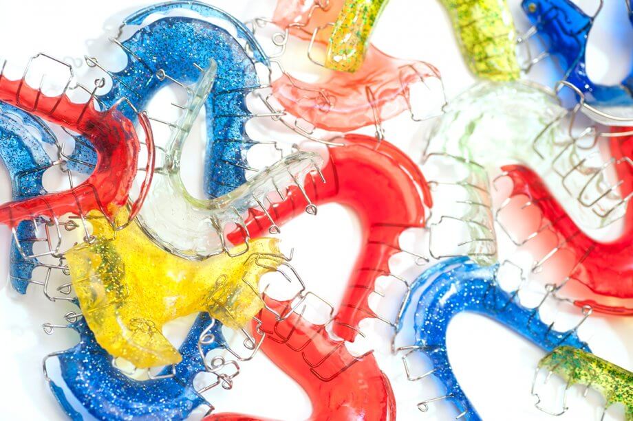 dental retainers of assorted colors
